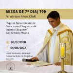 Missa de sétimo dia pelo falecimento de Pe. Adriano será celebrada nesta sexta-feira (10)